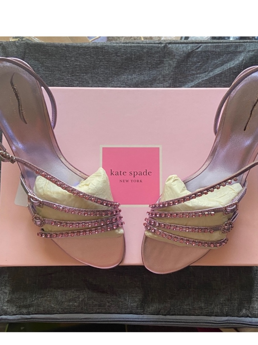 kate spade Pink Beaded Strappy Slingback Heels With box
